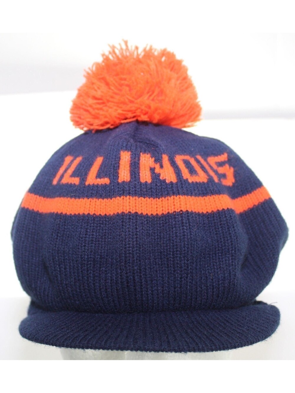 Vintage 1980s Go Illinois Fighting Illini Beanie Winter Hat Knit Cap Adult 1 Sz